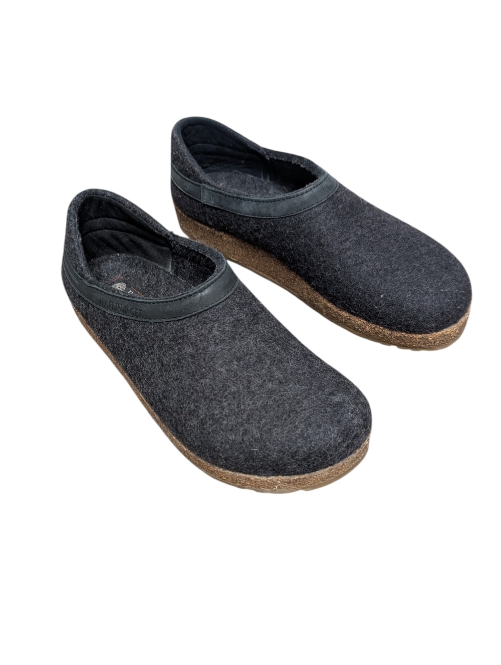HAFLINGER Charcoal Black Wool Slip-On Clogs (Size EU 41 aka US 8 mens)